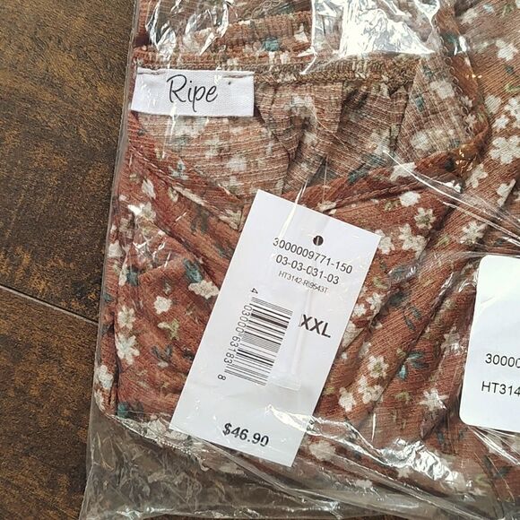 Ripe Long Sleeve Ruched Front Lightly-ribbed V-neck Women's Size XXL Top‎ - Picture 7 of 8